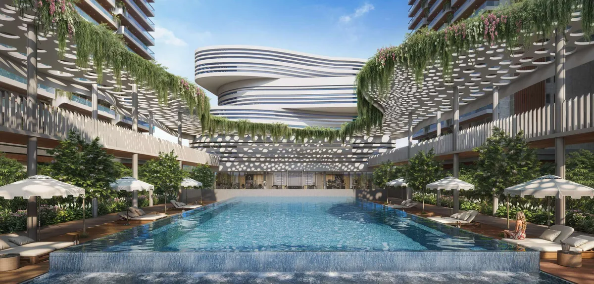 Pool and courtyard area at Vrindavan Greenlife