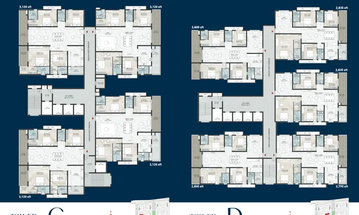 Typical floor layout board showing apartment positions at Vrindavan Greenlife